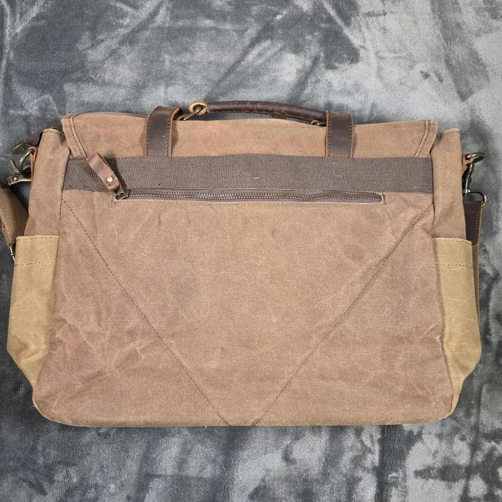 NEWHEY Messenger Bag Leather Canvas Laptop Retro Professional Shoulder Strap